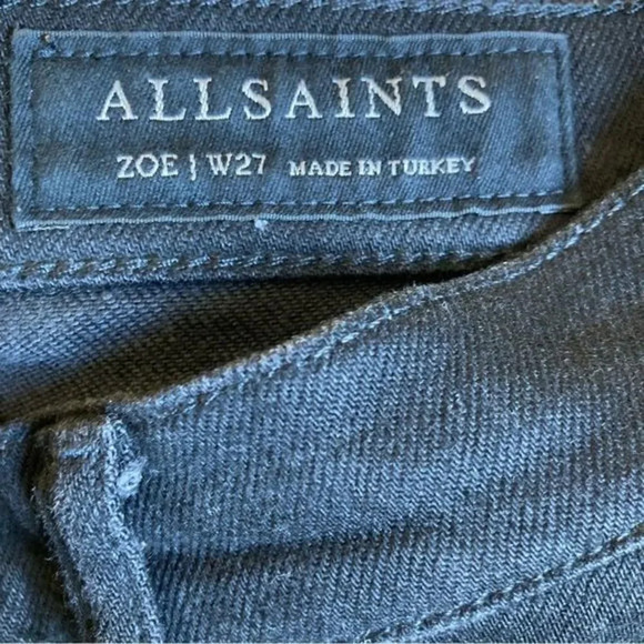ALL SAINTS Black Cropped Bootcut Raw Hem Zoe Jeans Size 27 - Picture 5 of 7